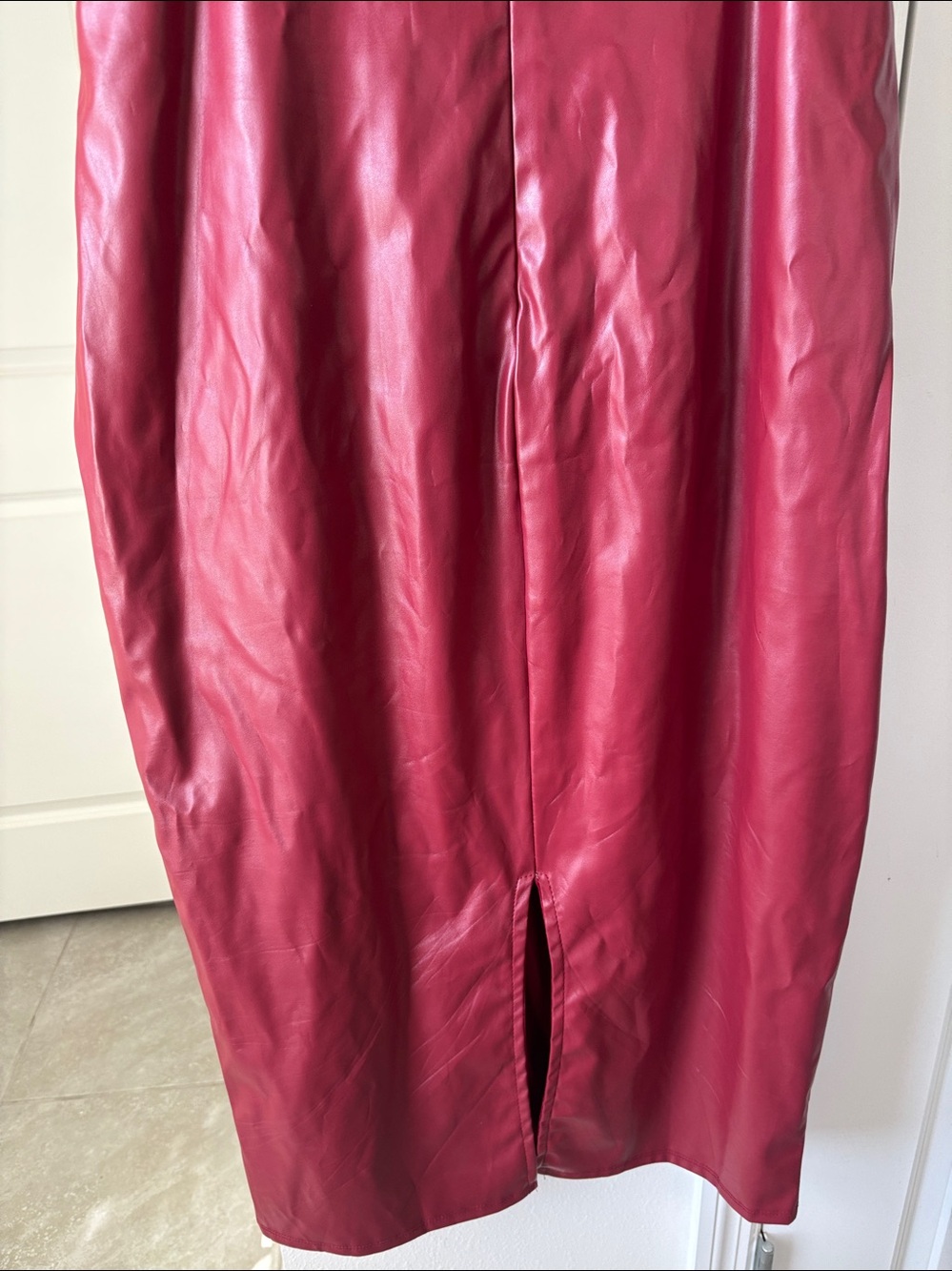 Fashion Nova Red Faux Leather Midi Slip Dress - Picture 5 of 5